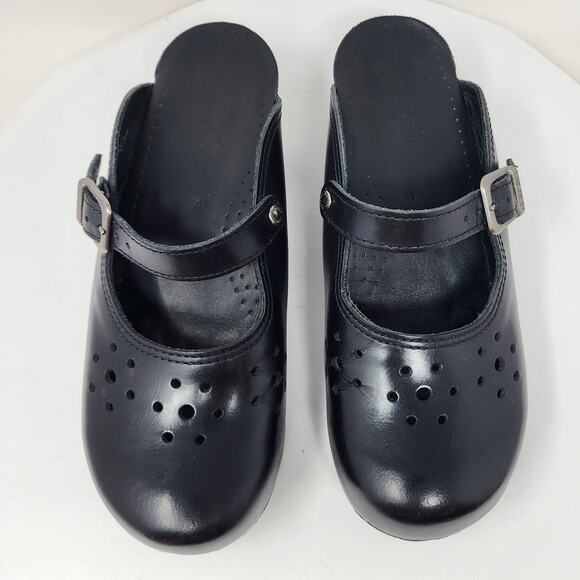Dansko Merrie Mary Jane Mule Clogs Women EU41/US10.5-11 Black Leather Comfort - Picture 3 of 15